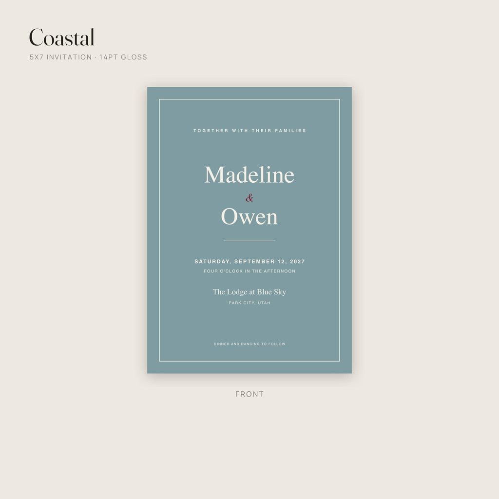 Coastal invitation on 14pt gloss, front