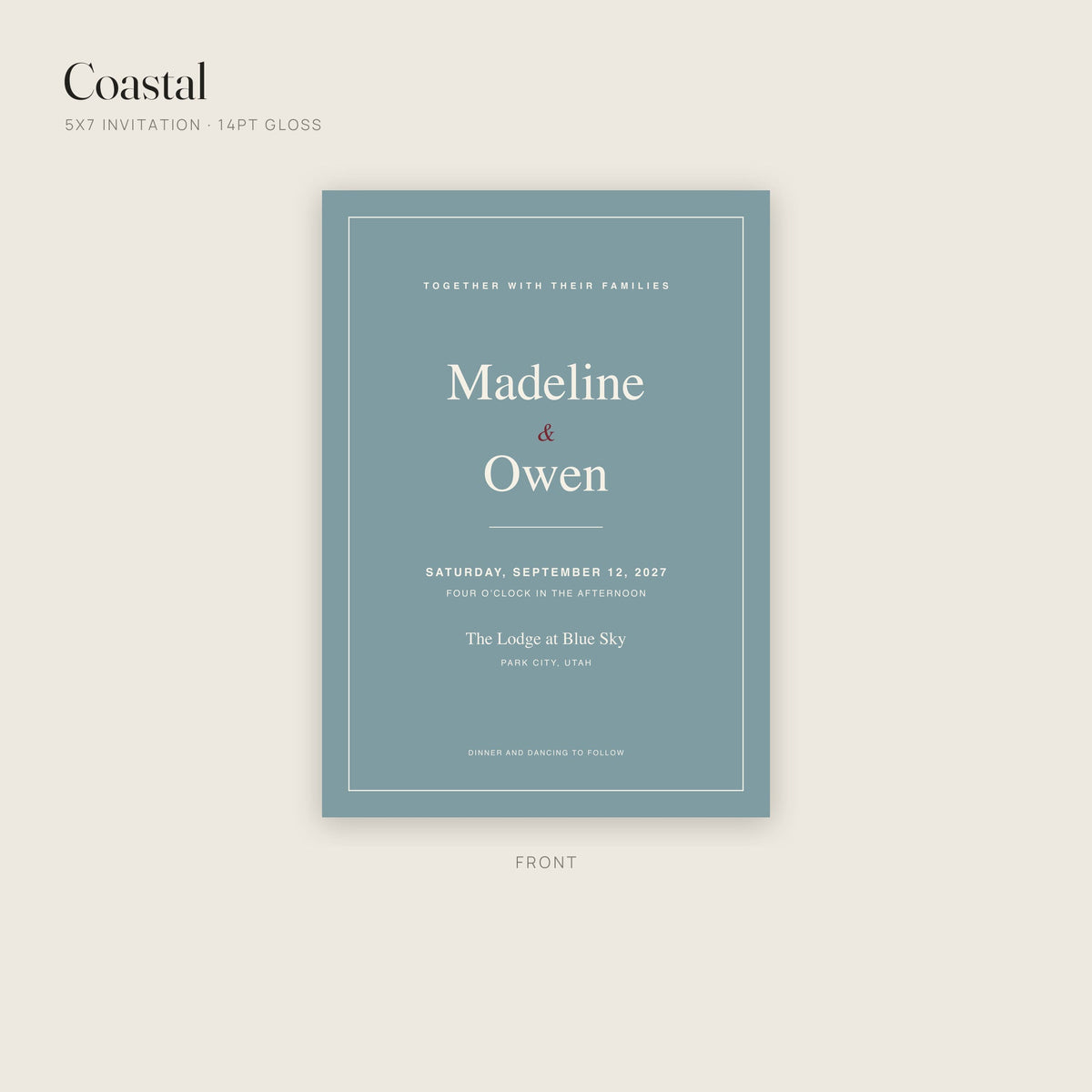 Coastal invitation on 14pt gloss, front