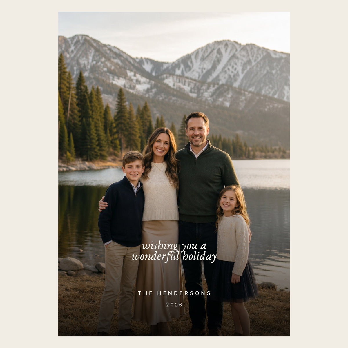 Portrait Ledger flat holiday card design choice shown fully