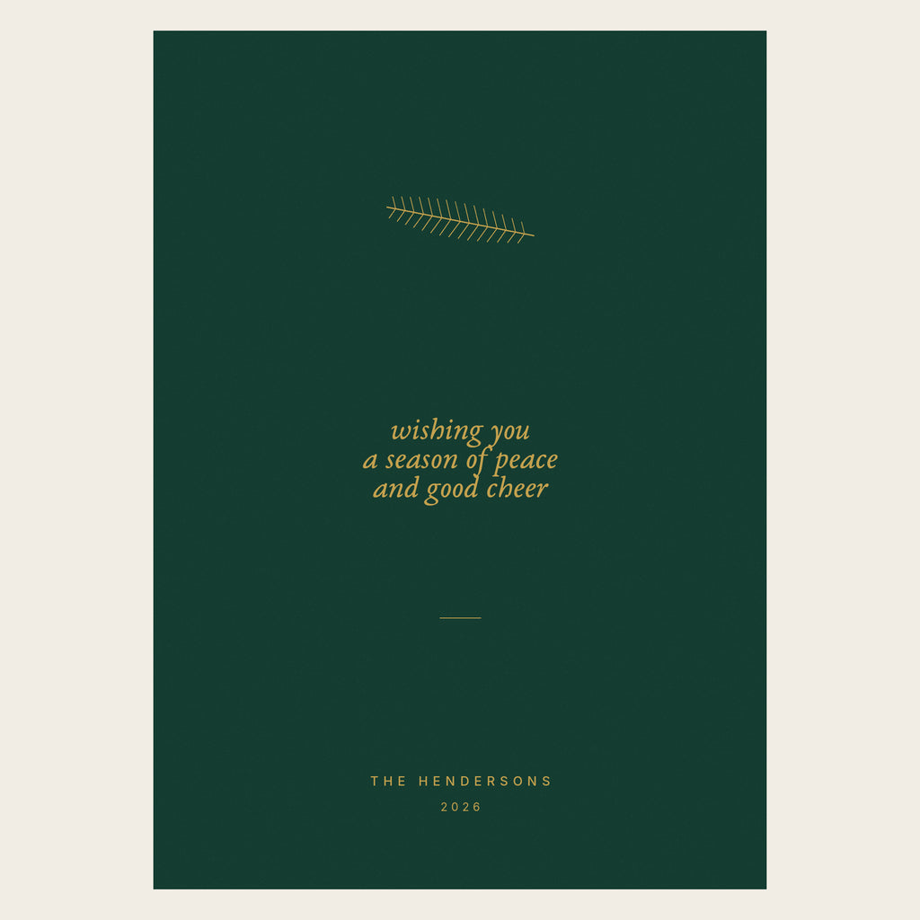 Pine Margin flat holiday card back shown fully