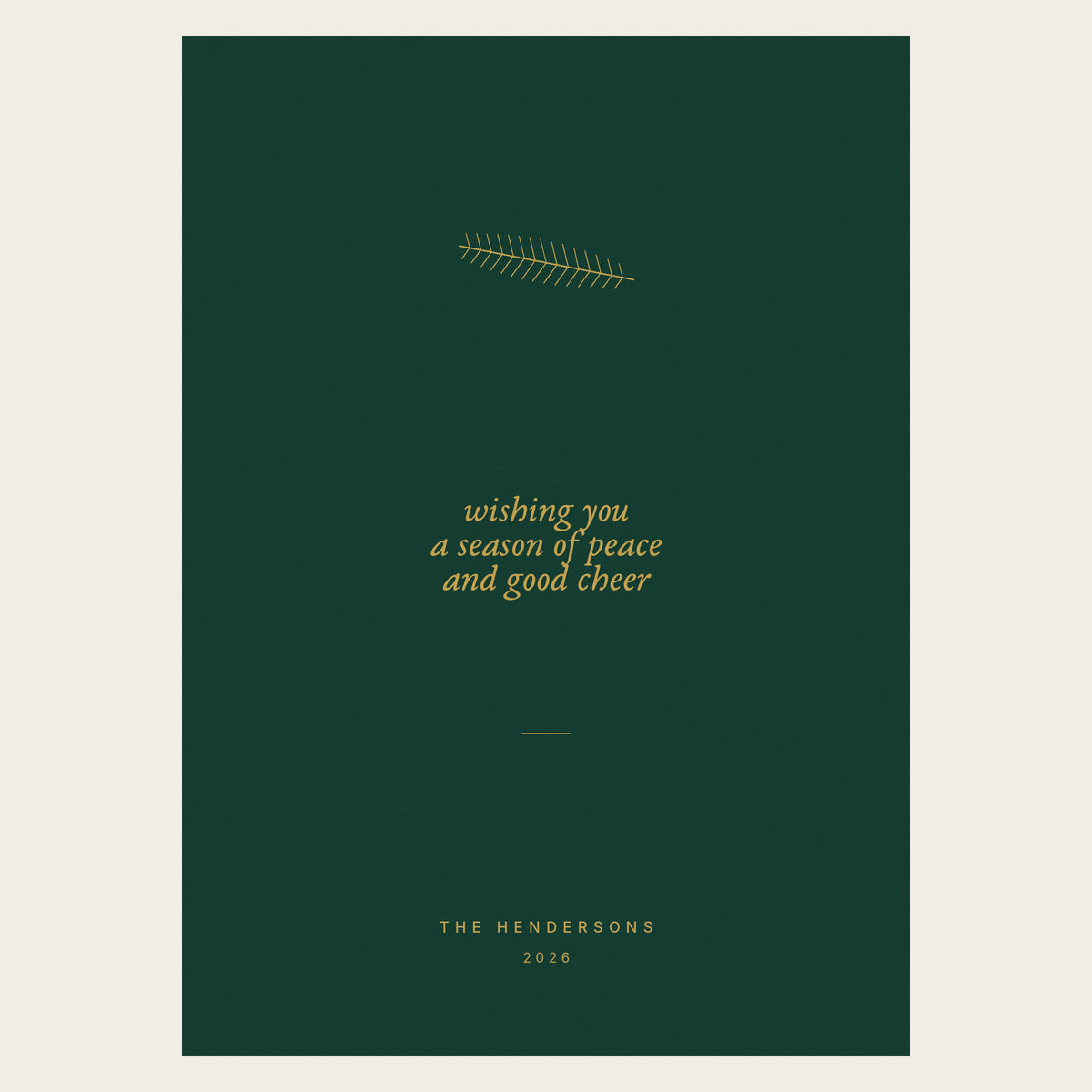 Pine Margin flat holiday card back shown fully