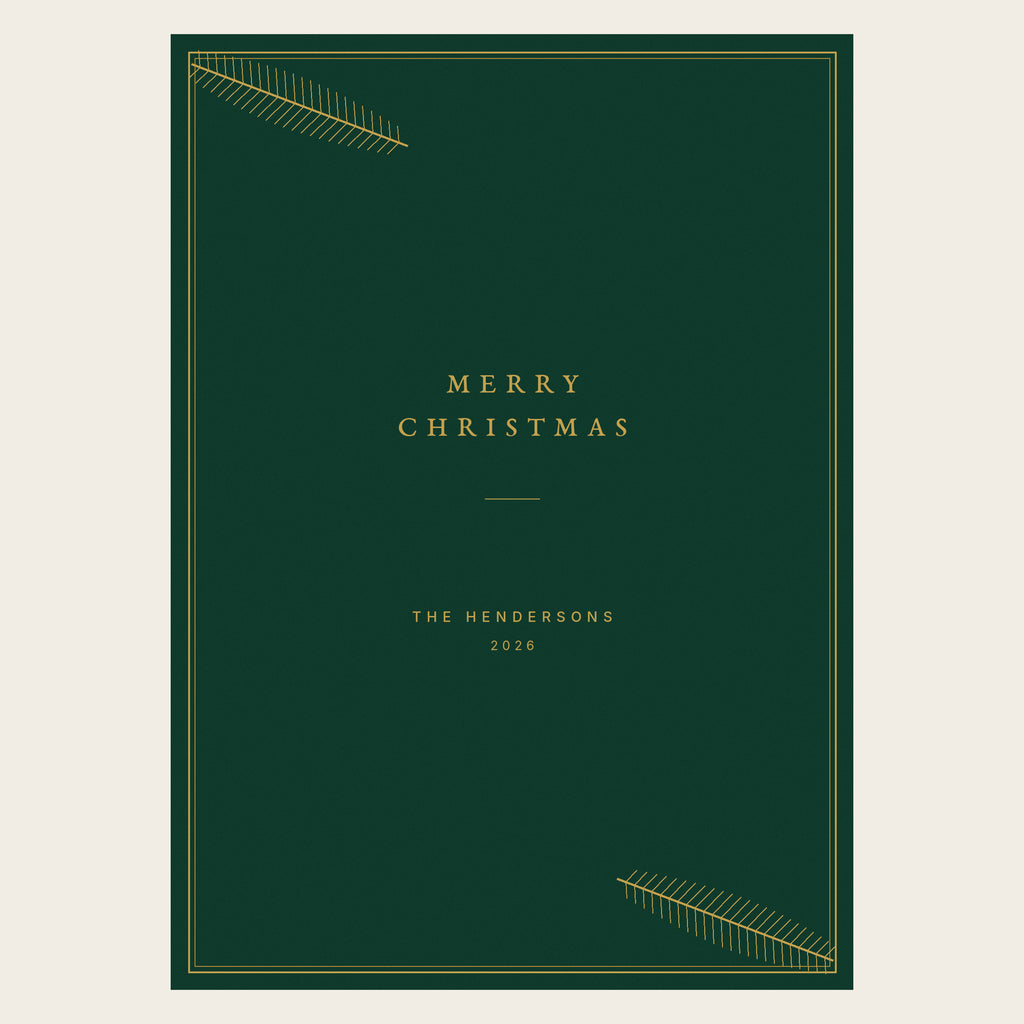 Pine Margin flat holiday card design choice shown fully