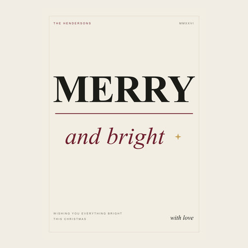 Merriweather folded holiday card front shown fully