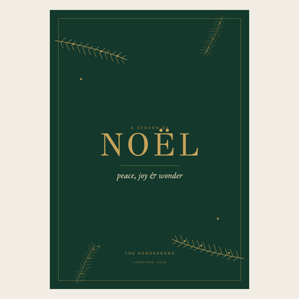 Gilt Pine folded holiday card front shown fully
