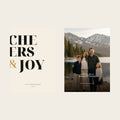 Two different flat holiday card designs shown fully in a square gallery preview